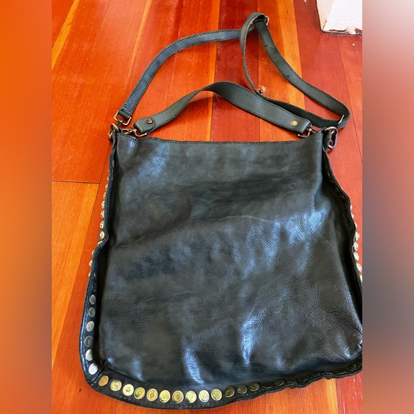 Dark green leather crossbody. - Picture 1 of 4